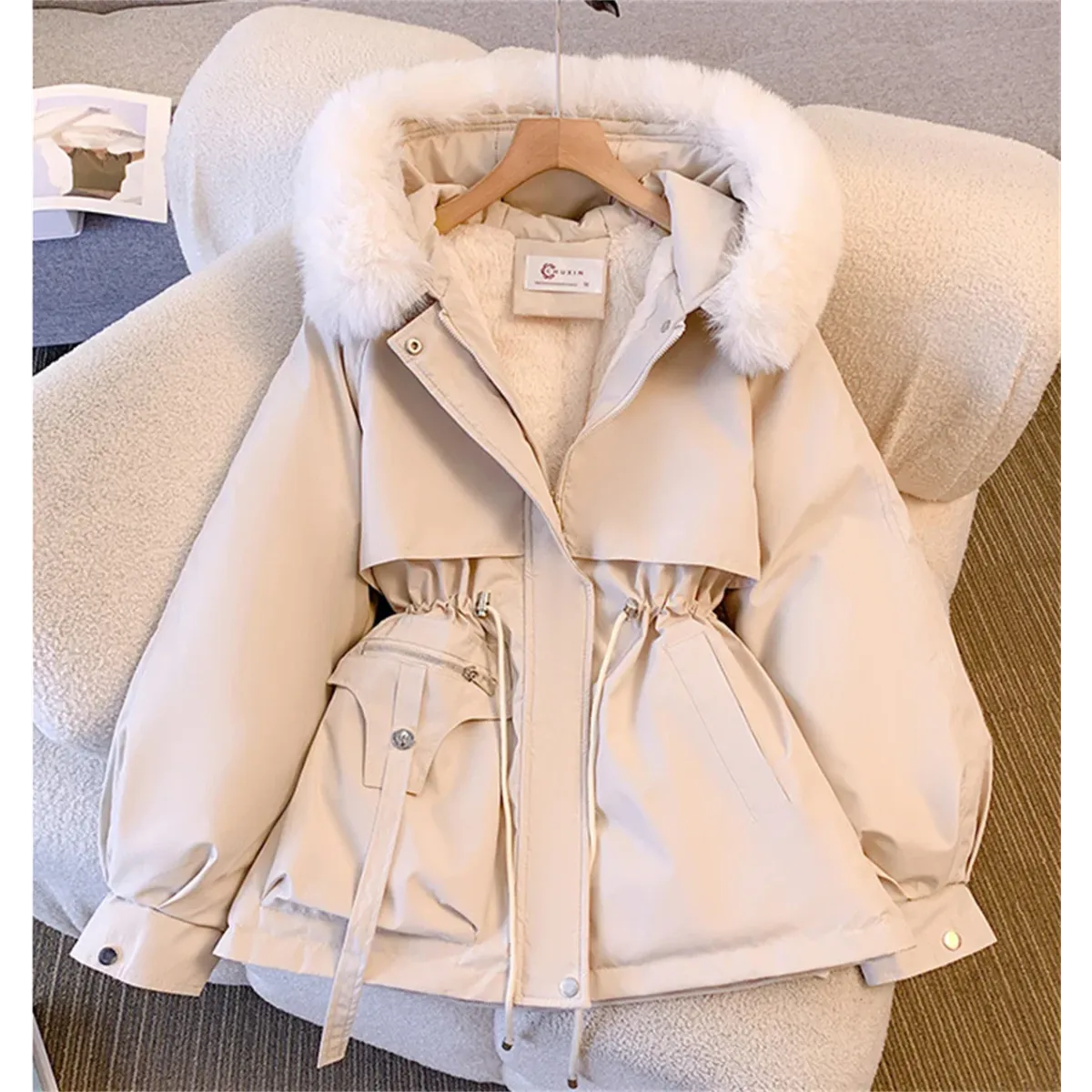 Korean Hooded Drawstring Padded Winter Parka - Harajuku Style - Jacket - 3