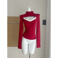 Faux Fur Trim Cutout Top – Sweet Harajuku Lace Style - T-Shirts - Long - Round - T-Shirts - 2