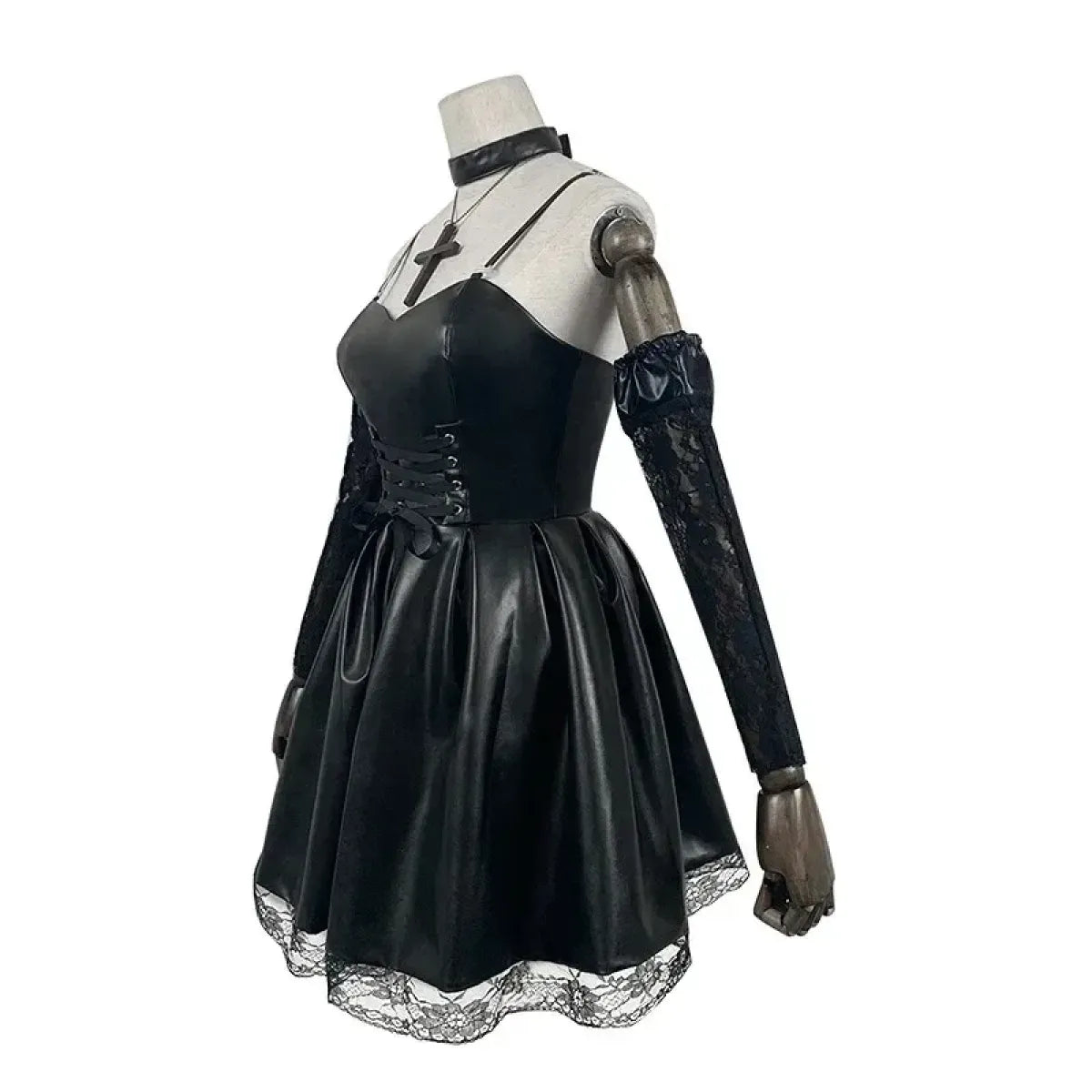 Gothic Lace Faux Leather Cosplay Dress Set - All Dresses - Cosplay - 2