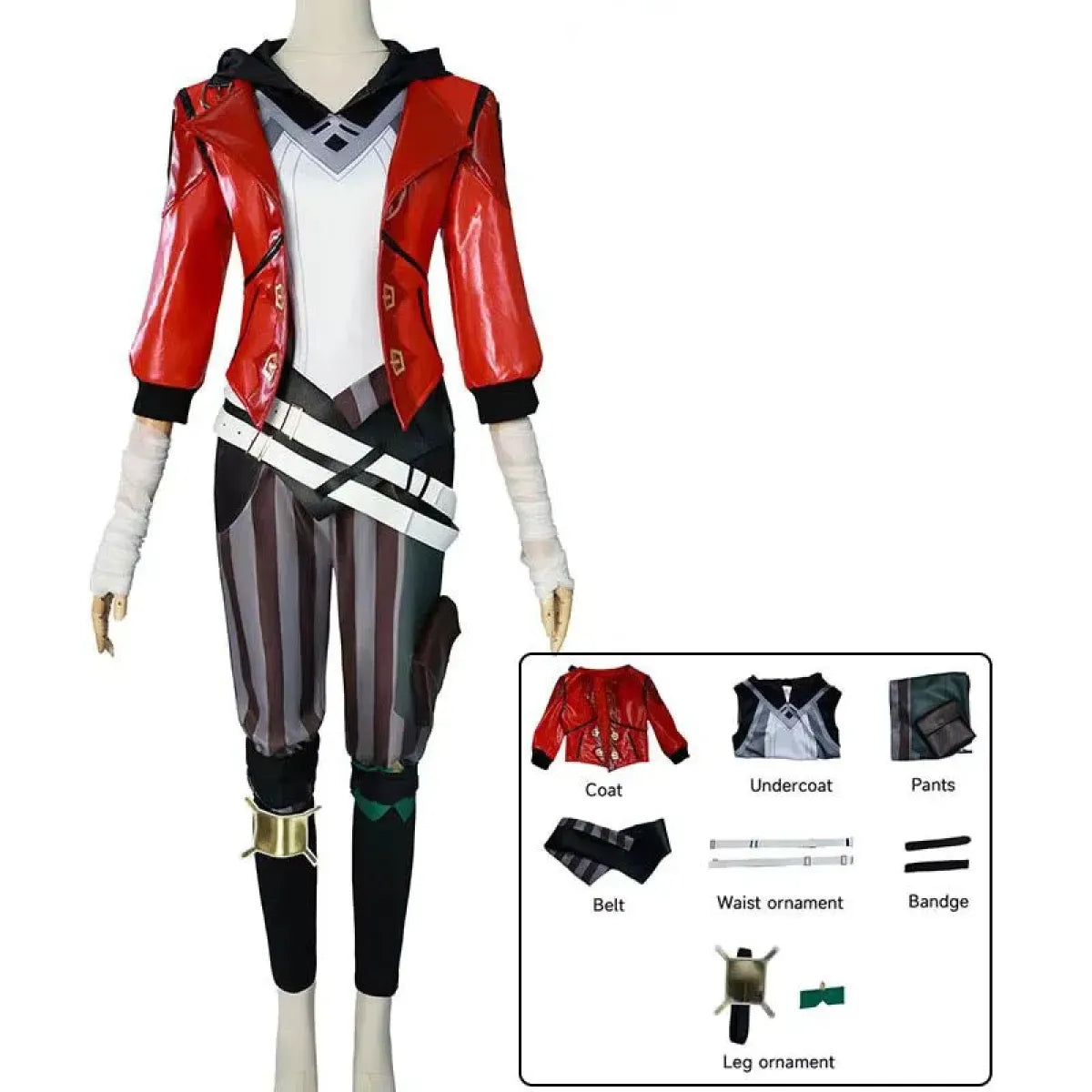Vi Arcane Cosplay Costume Set with Red Faux Leather Jacket - Women’s Clothing & Accessories - Cosplay - 6