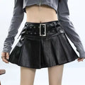 Punk Pleated Leather Mini Skirt - Bottoms - Mini Skirts - 1