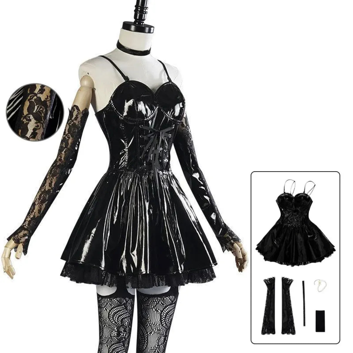 misa misa dress Misa Amane Faux Leather Cosplay Set with Wig at Kawaii – Kawaii Stop