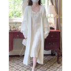 White Fuzzy Knit Mink-Feel Long Cardigan - Sweaters - Cardigan - 5