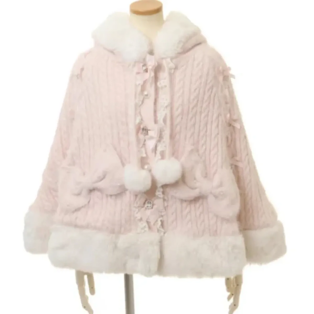 Sweet Princess Faux Fur Hooded Cape Coat - Jackets - Jacket - 1