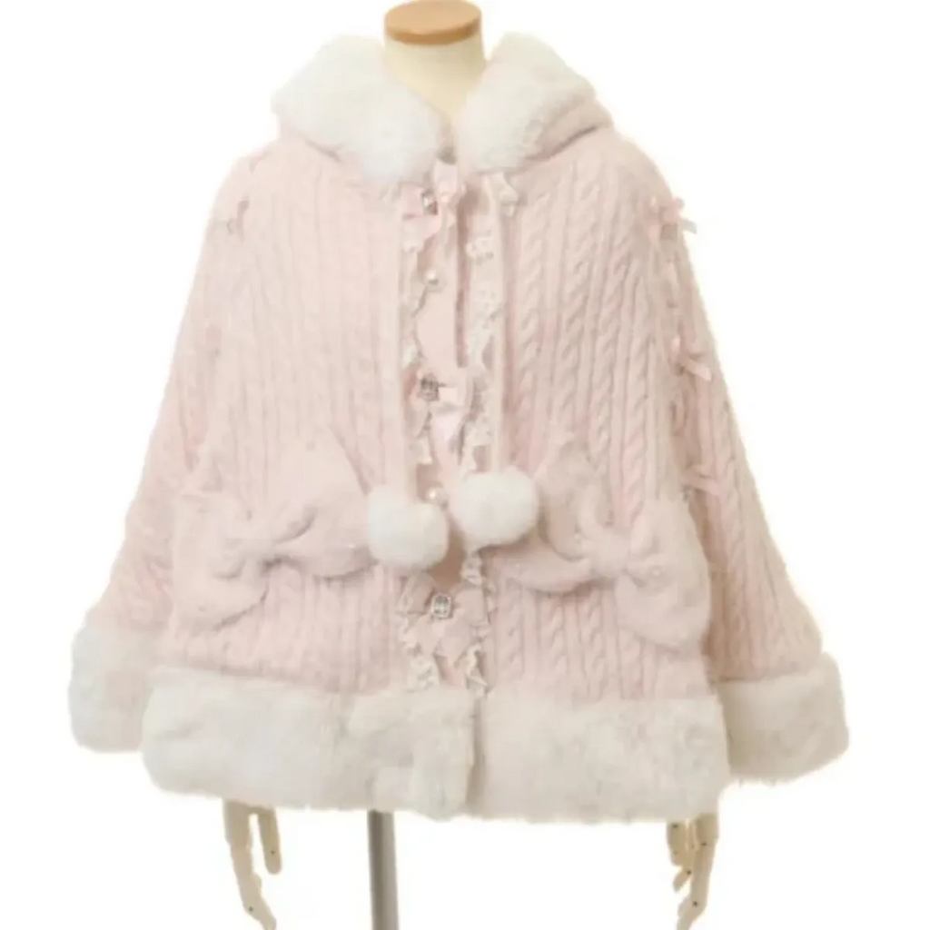 Sweet Princess Faux Fur Hooded Cape Coat - Jackets - Jacket - 1