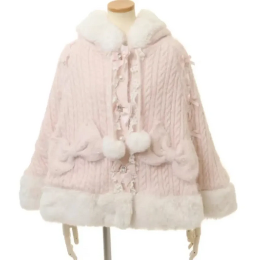 Sweet Princess Faux Fur Hooded Cape Coat - Jackets - Jacket - 1
