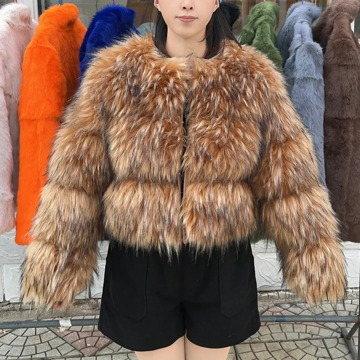 HOOOFUR Faux Raccoon Fur Winter Coat - Harajuku Style - Coat - 6