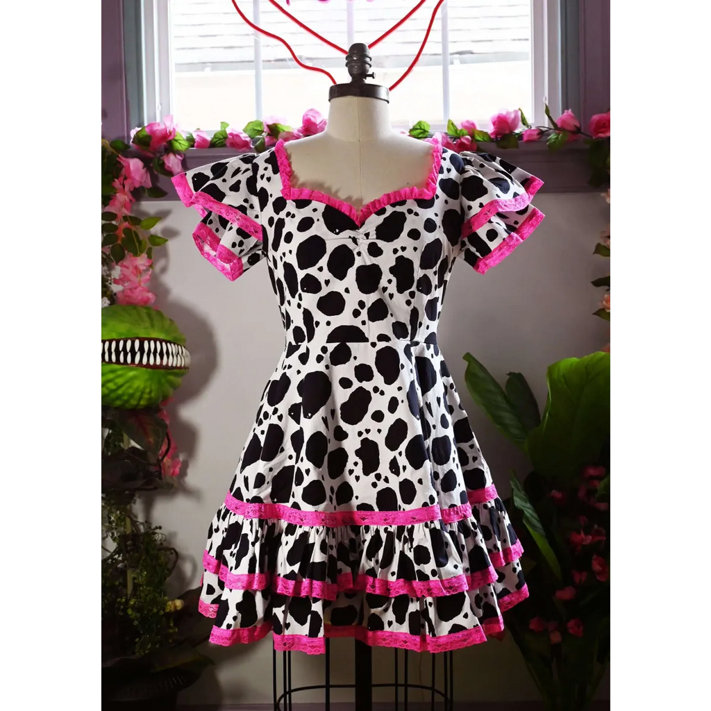 Adelaide Mini Swing Dress in Bessie Moo Print - All Dresses - Mini Dress - 2