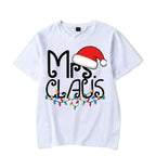 Mrs. Claus Christmas T-Shirt - Festive Holiday Lights Graphic Tee - T-Shirts - Short - Crew - T-Shirts - 3