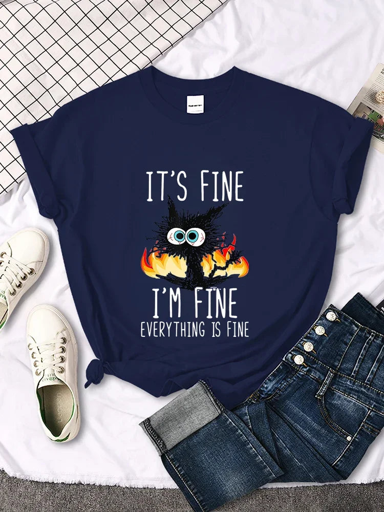 It’s Fine I’m Fine Everything’s Fine Tees - Dark Blue / 6XL - T-Shirts - Shirts & Tops - 3 - 2024