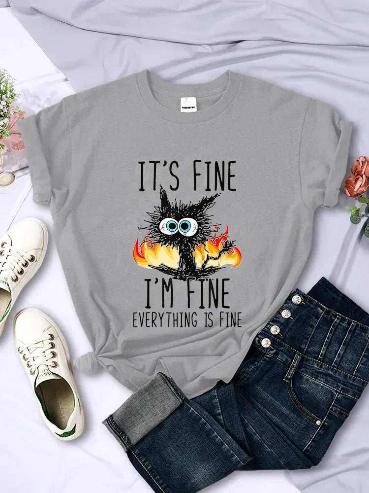 It’s Fine I’m Fine Everything’s Fine Tees - Gray / 5XL - T-Shirts - Shirts & Tops - 6 - 2024