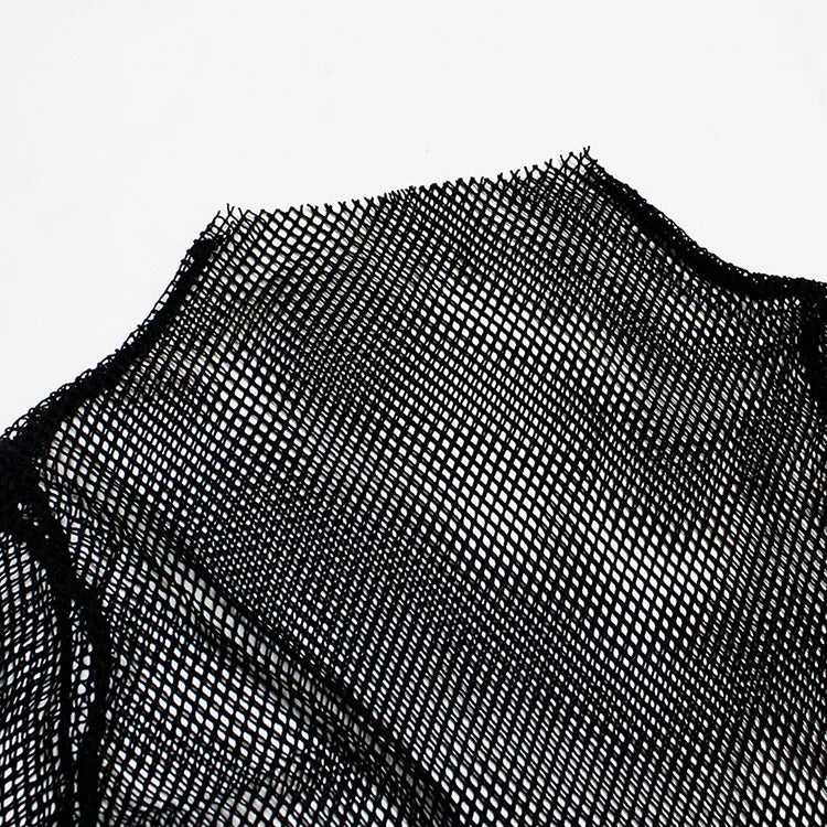 Fishnet Mesh See-through Black Shirt - Sexy Long Sleeve Tee - T-Shirts - Shirts & Tops - 4 - 2024