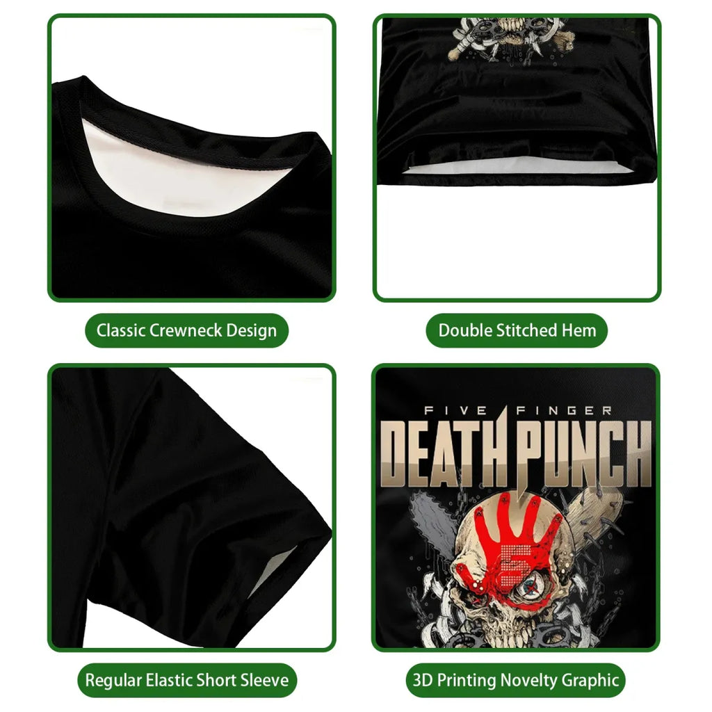 Five Finger Death Punch Skull Graphic T-Shirt - T-Shirts - T-Shirt - 5