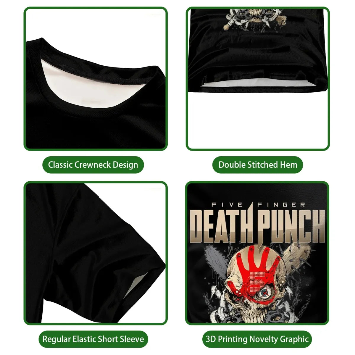 Five Finger Death Punch Skull Graphic T-Shirt - T-Shirts - T-Shirt - 5