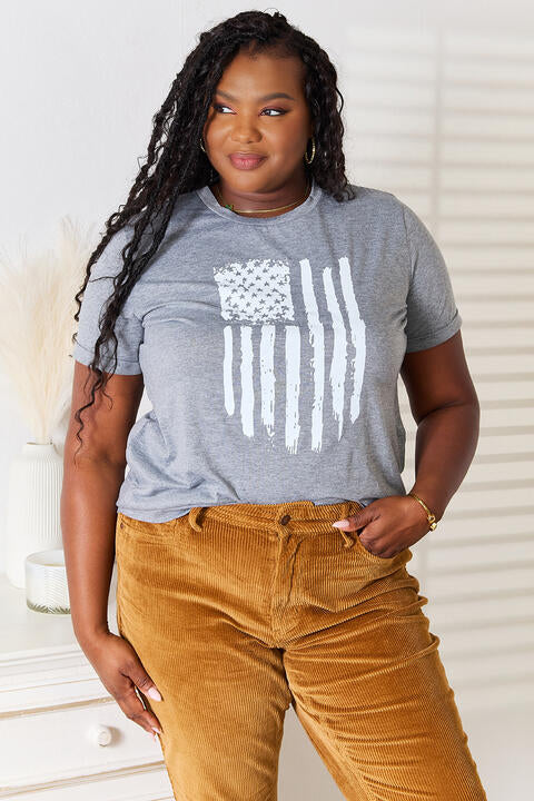 US Flag Graphic Cuffed Sleeve T-Shirt - T-Shirts - Shirts & Tops - 5 - 2024