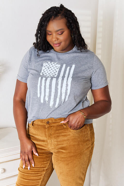 US Flag Graphic Cuffed Sleeve T-Shirt - T-Shirts - Shirts & Tops - 6 - 2024