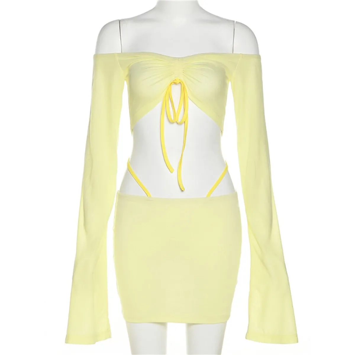 Off Shoulder Flare Crop/Skirt Club Set - Bottoms - 3