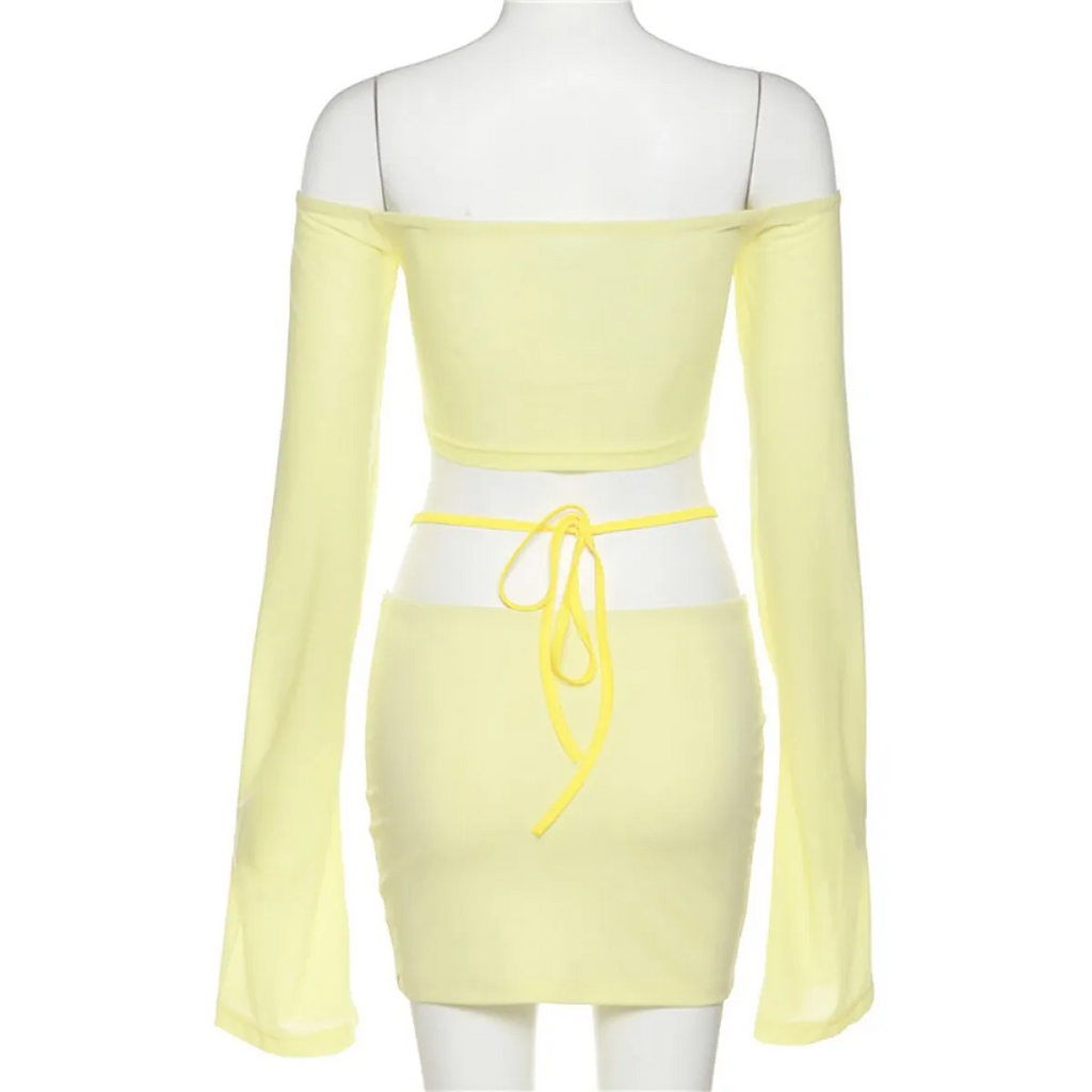 Off Shoulder Flare Crop/Skirt Club Set - Bottoms - 4