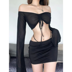 Off Shoulder Flare Crop/Skirt Club Set - Bottoms - 7