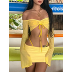 Off Shoulder Flare Crop/Skirt Club Set - Bottoms - 8