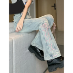 Denim Vintage Harajuku Lace-Up Flare Jeans - Bottoms - Women’s Jeans - 3