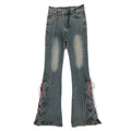 Denim Vintage Harajuku Lace-Up Flare Jeans - Bottoms - Women’s Jeans - 9