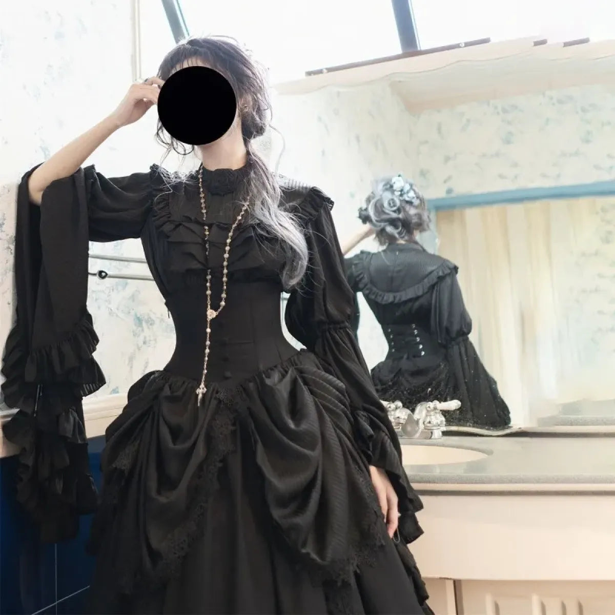 Harajuku Gothic Lolita Flare Sleeve Two-Piece Set - Lolita Dresses - Sets / Co-ords - 4