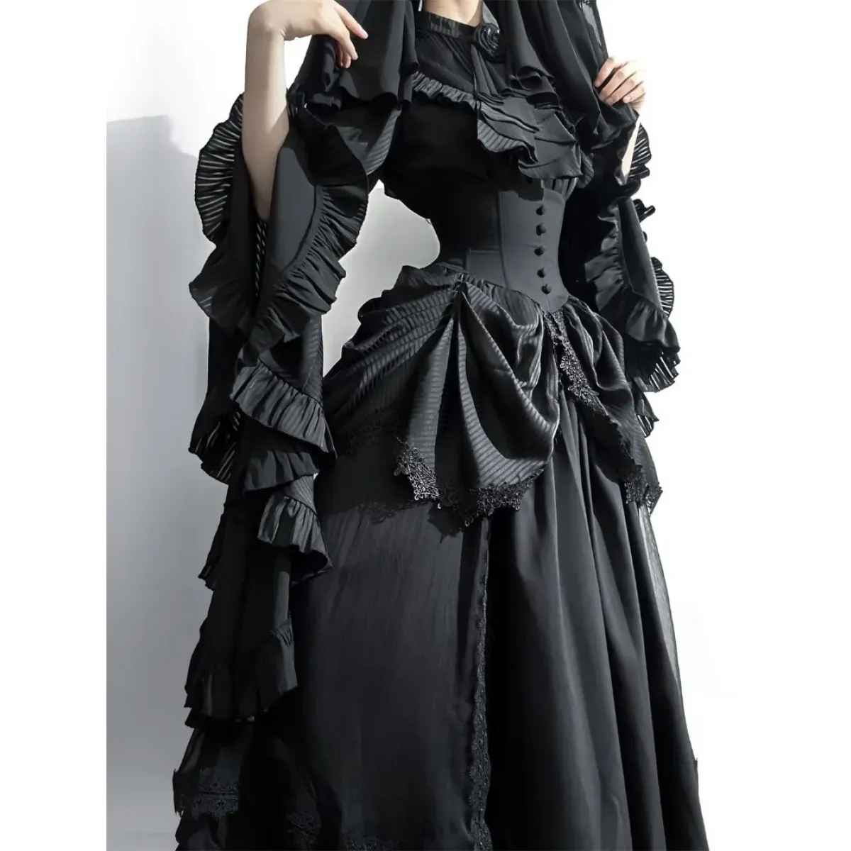 Harajuku Gothic Lolita Flare Sleeve Two-Piece Set - Lolita Dresses - Sets / Co-ords - 1