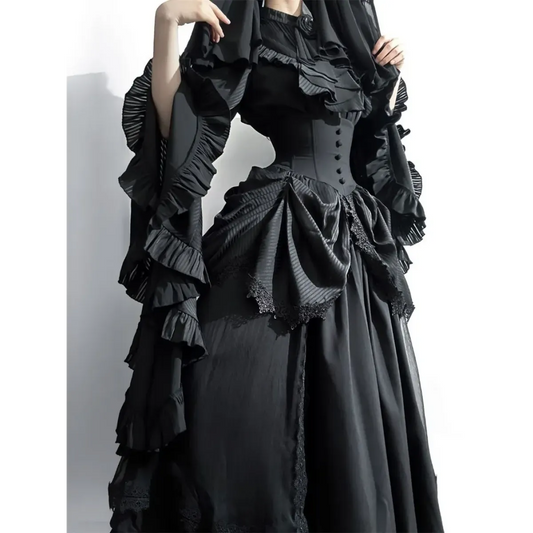 Harajuku Gothic Lolita Flare Sleeve Two-Piece Set - Lolita Dresses - Sets / Co-ords - 1