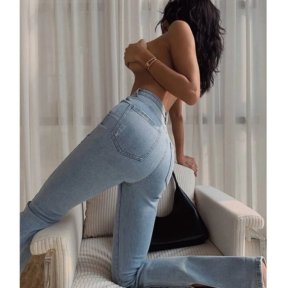 Flared High Waist Skinny Jeans - Bottoms - 1