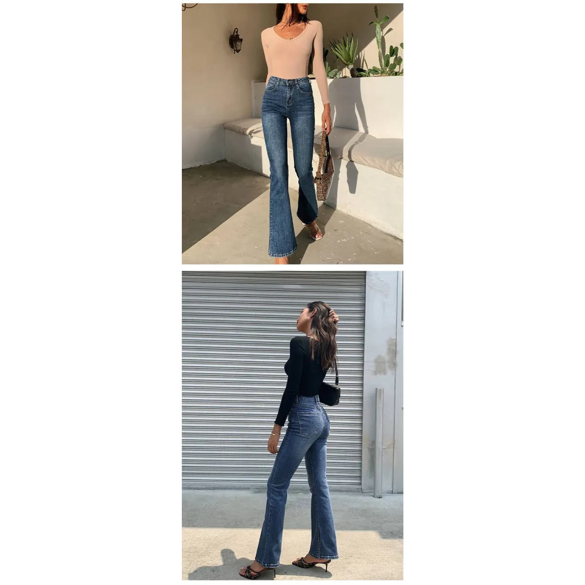 Flared High Waist Skinny Jeans - Bottoms - 10