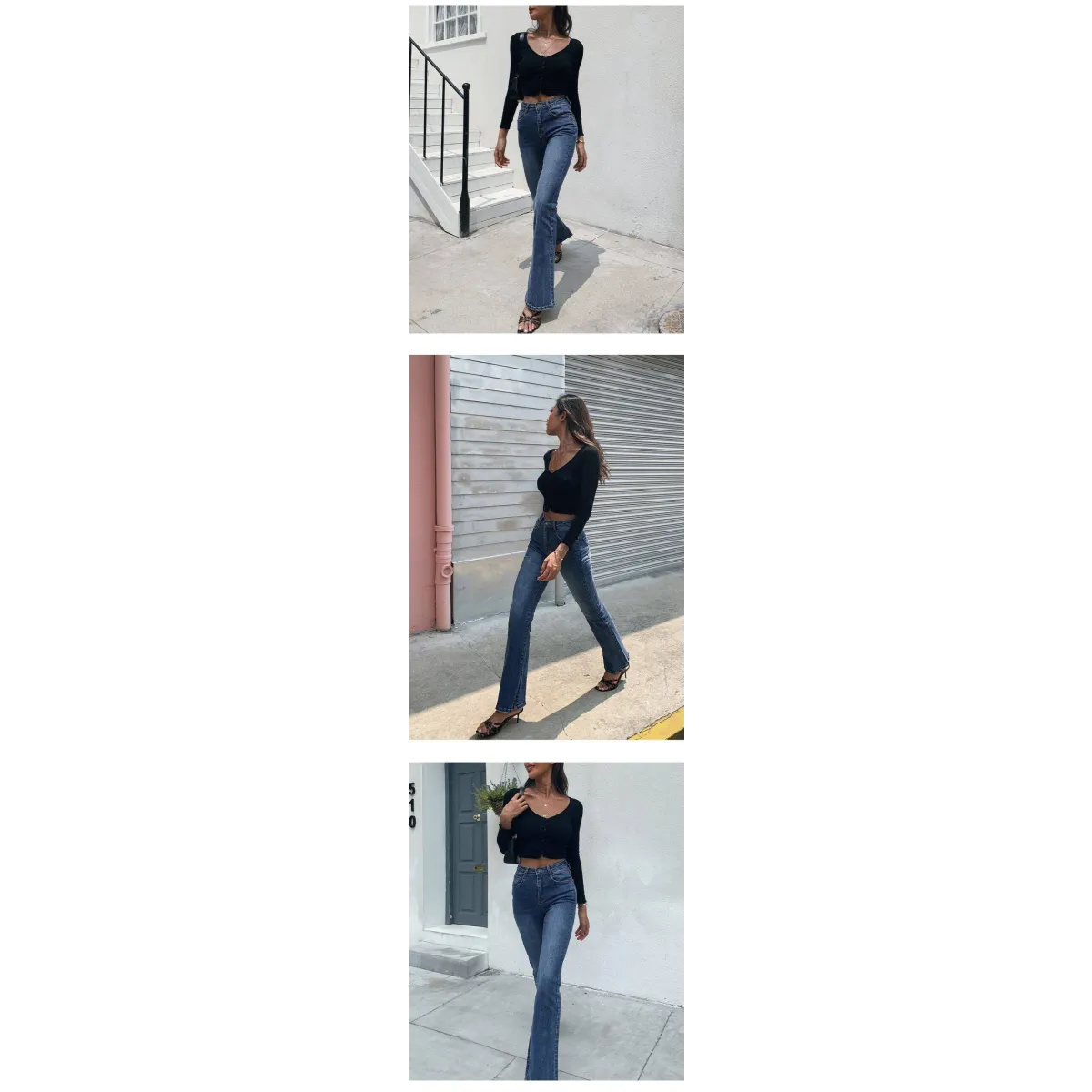 Flared High Waist Skinny Jeans - Bottoms - 11