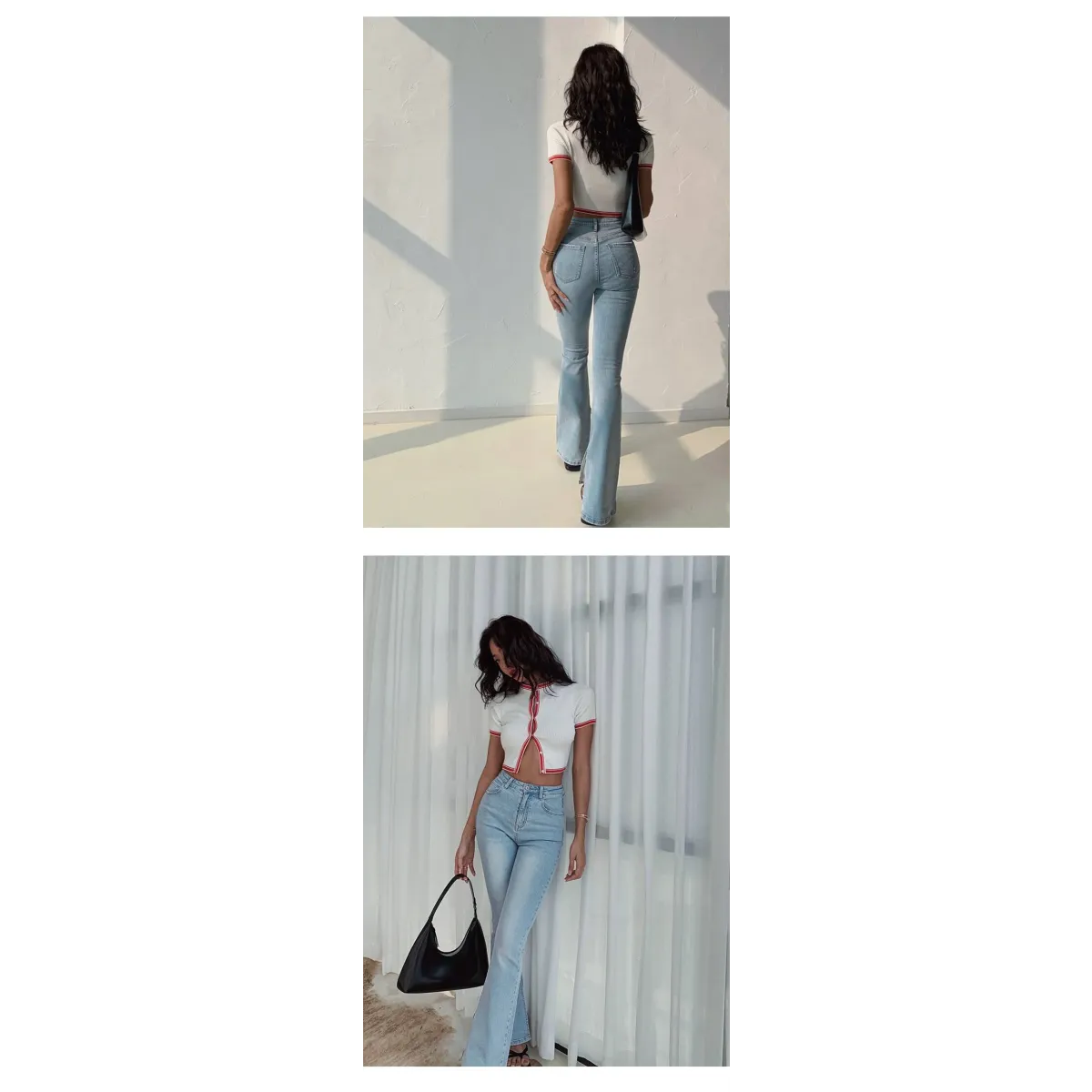 Flared High Waist Skinny Jeans - Bottoms - 13