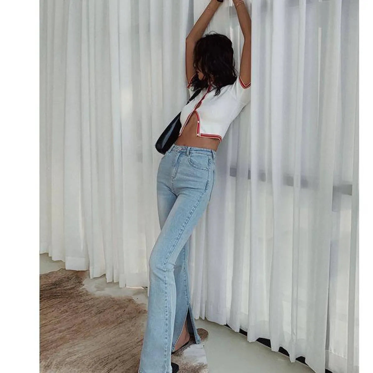 Flared High Waist Skinny Jeans - Bottoms - 3