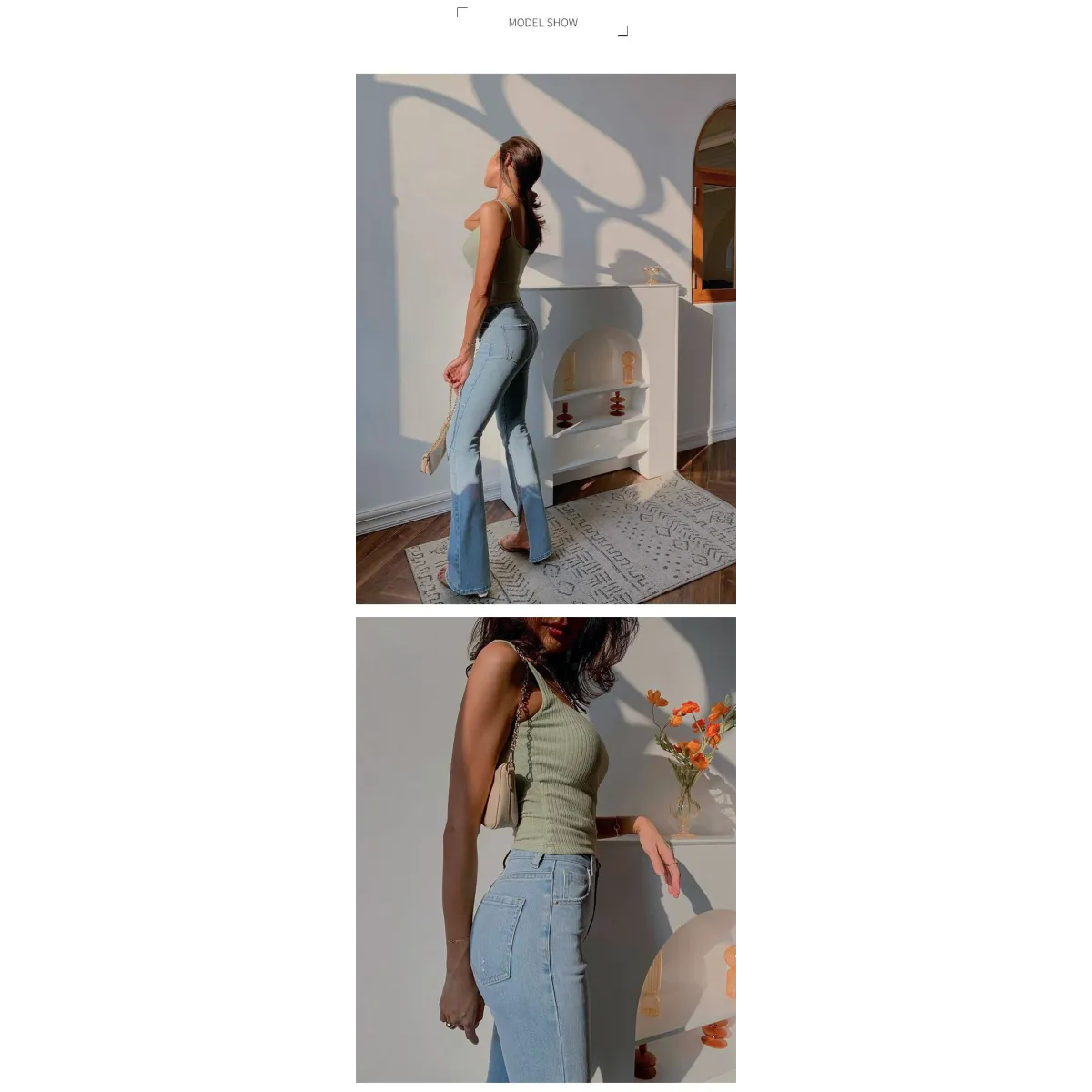 Flared High Waist Skinny Jeans - Bottoms - 9