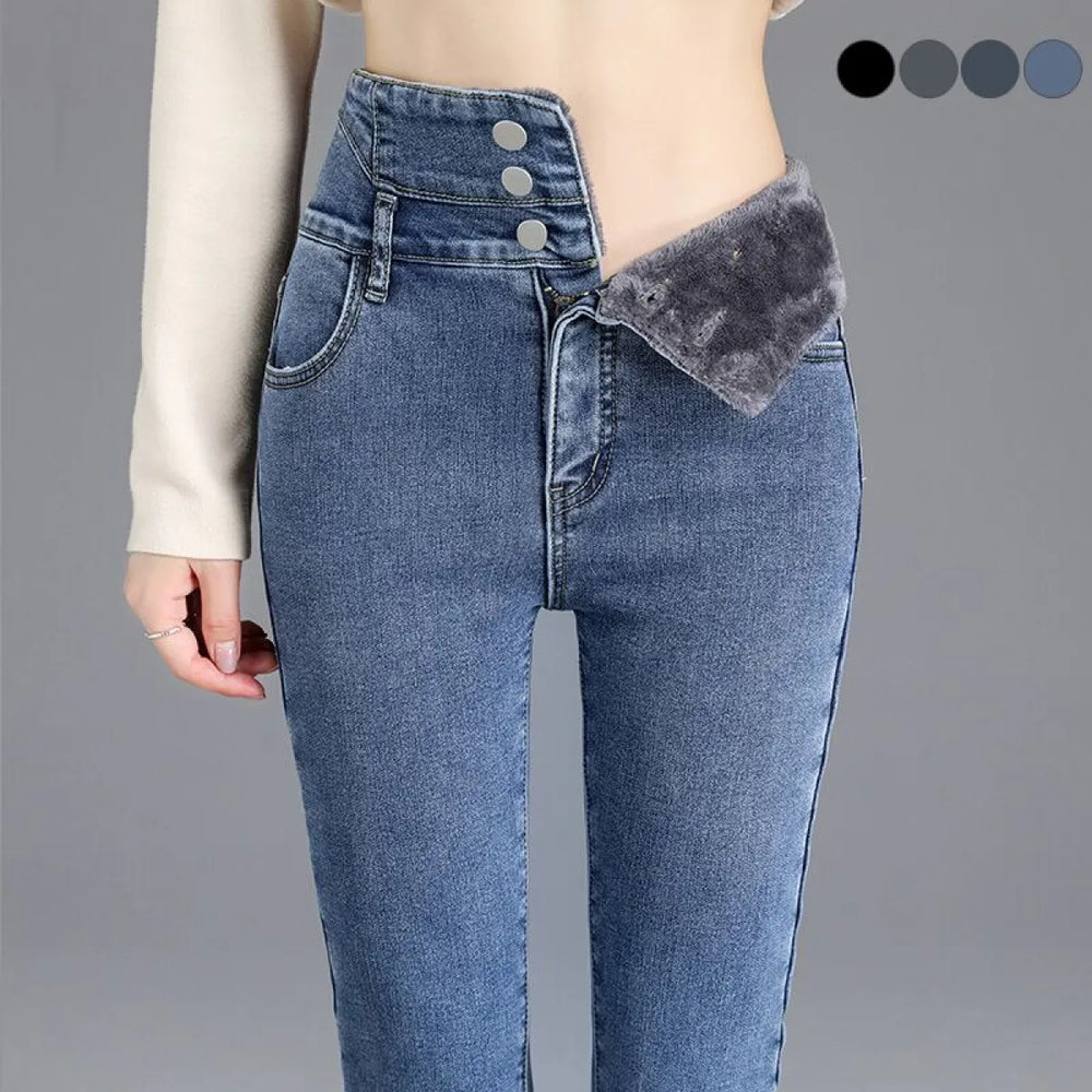 Thick Fleece High-waist Skinny Jeans - Bottoms - 1
