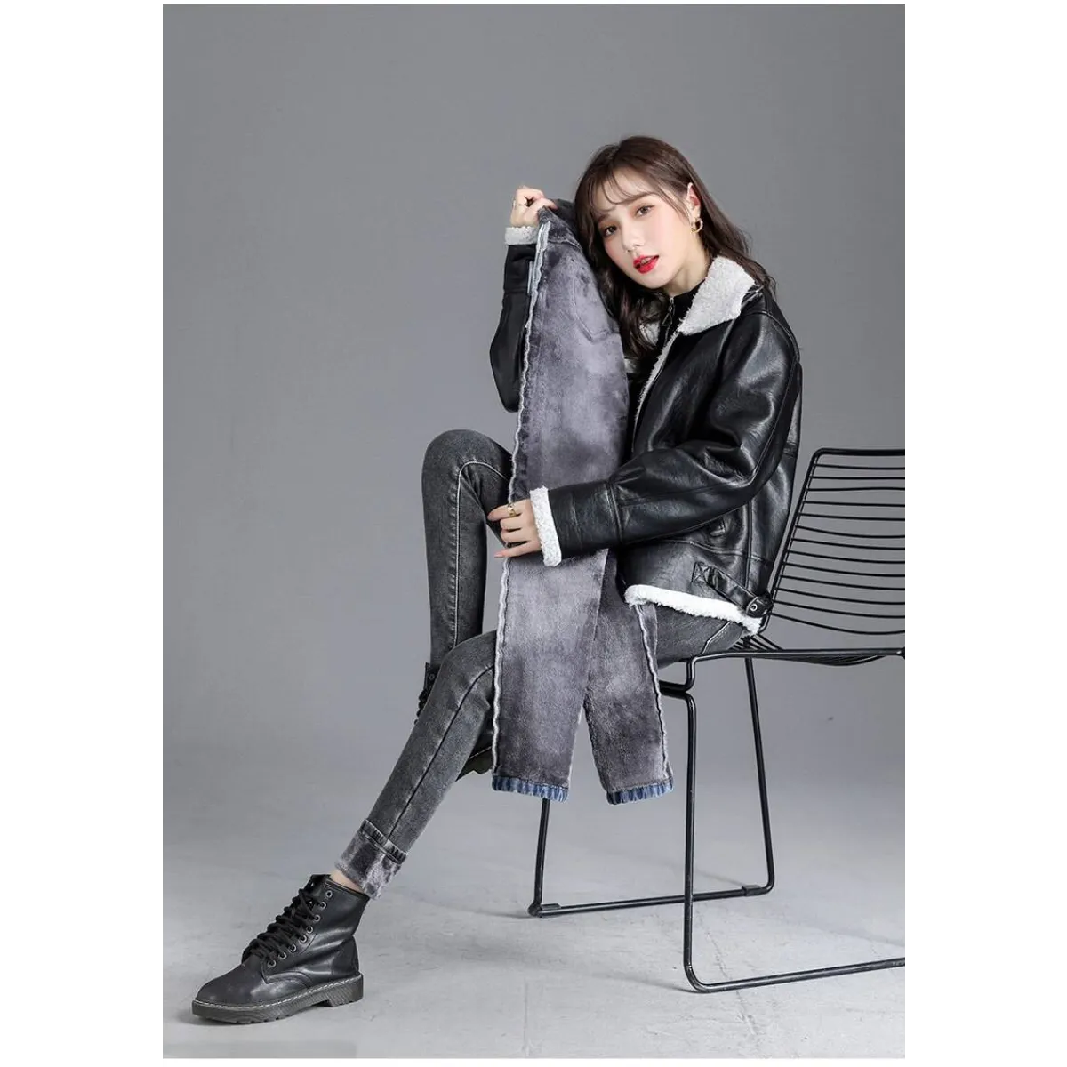 Thick Fleece High-waist Skinny Jeans - Bottoms - 13