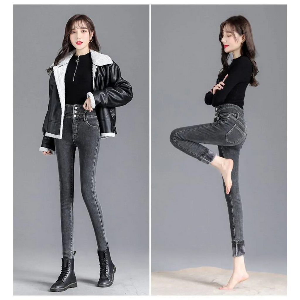 Thick Fleece High-waist Skinny Jeans - Bottoms - 14