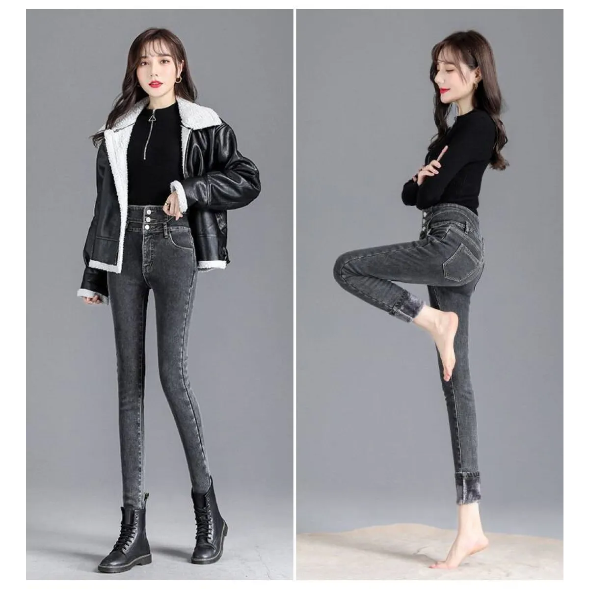 Thick Fleece High-waist Skinny Jeans - Bottoms - 14