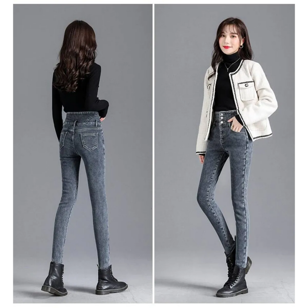 Thick Fleece High-waist Skinny Jeans - Bottoms - 19