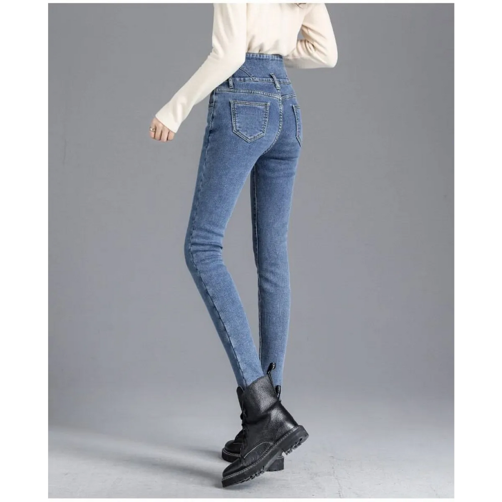 Thick Fleece High-waist Skinny Jeans - Bottoms - 23