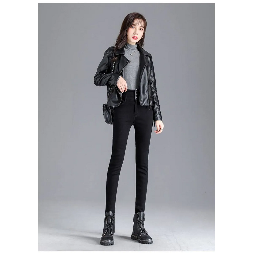 Thick Fleece High-waist Skinny Jeans - Bottoms - 28