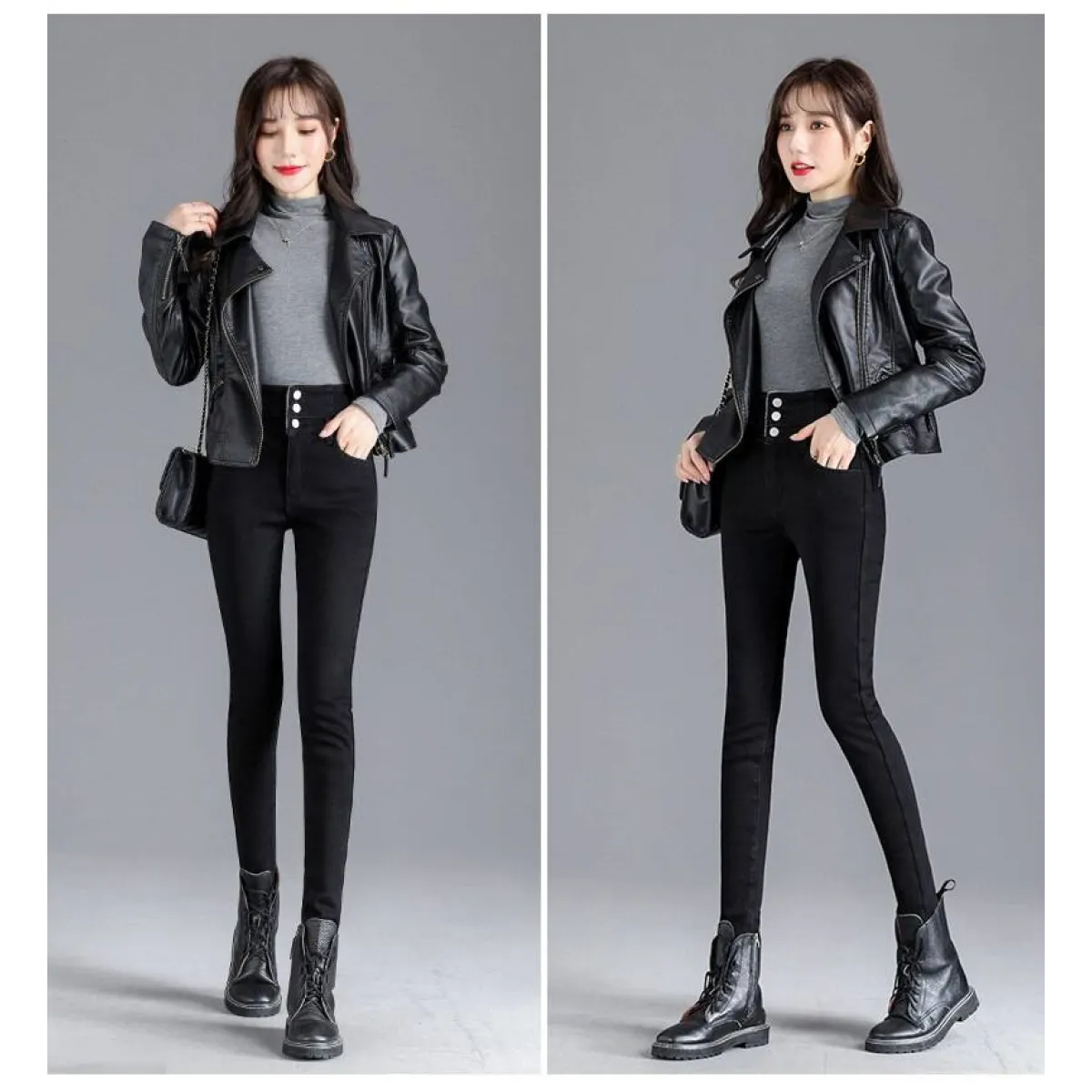 Thick Fleece High-waist Skinny Jeans - Bottoms - 31