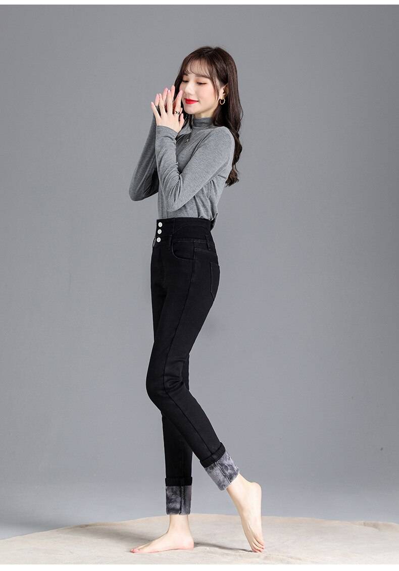 Thick Fleece High-waist Skinny Jeans - Bottoms - Shirts & Tops - 32 - 2024