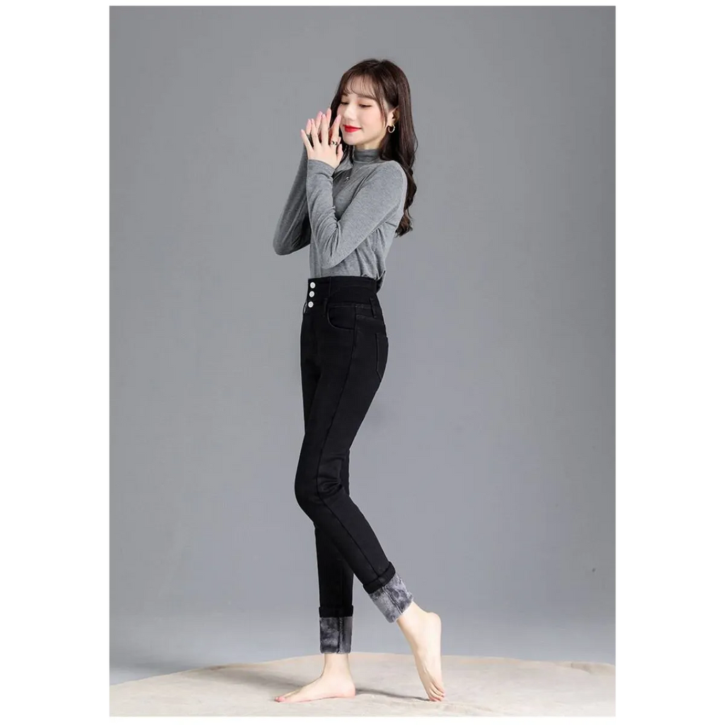 Thick Fleece High-waist Skinny Jeans - Bottoms - 32