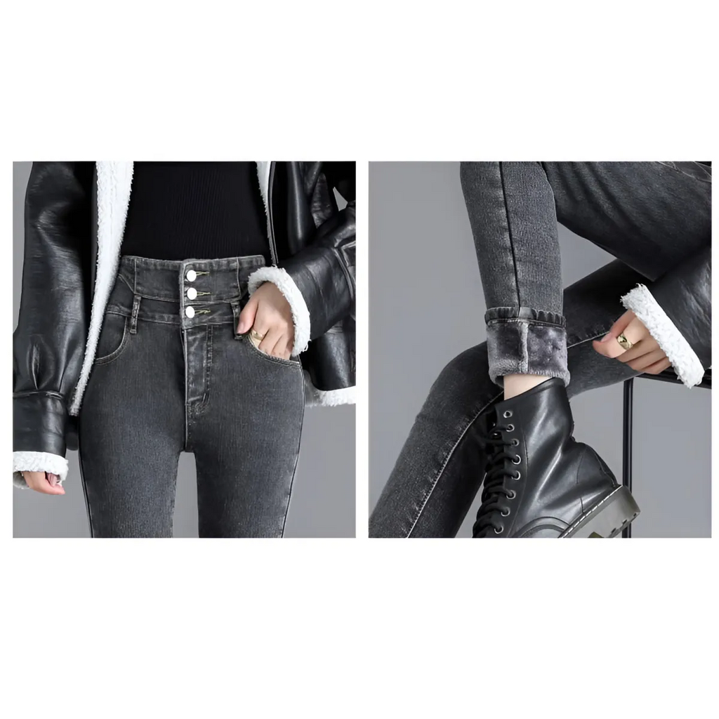 Thick Fleece High-waist Skinny Jeans - Bottoms - 34