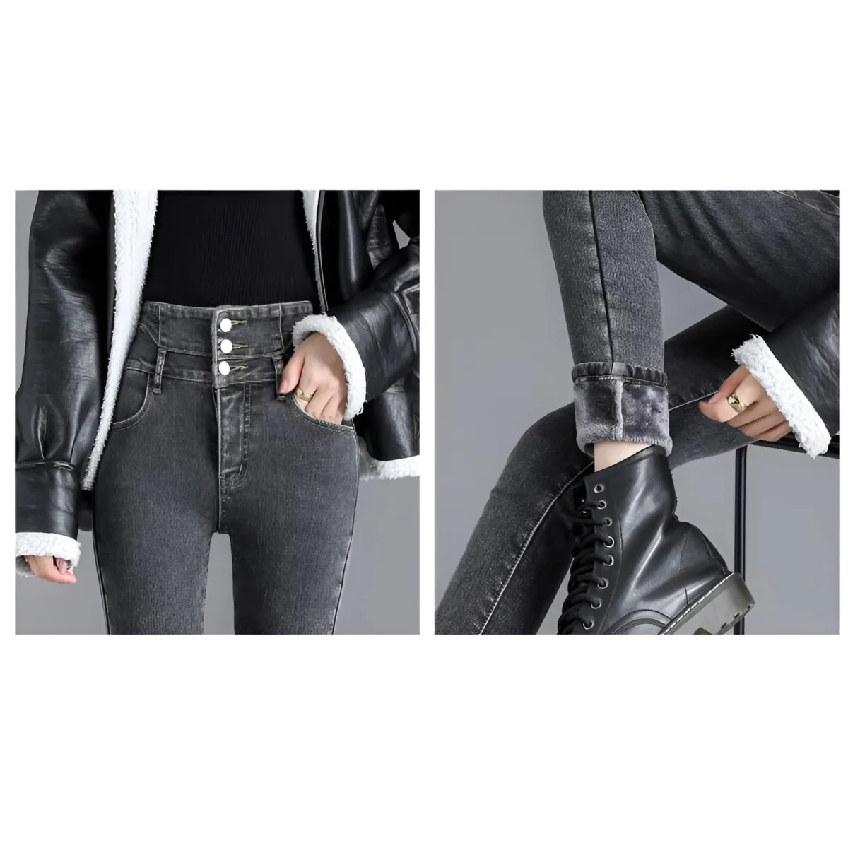 Thick Fleece High-waist Skinny Jeans - Bottoms - 34