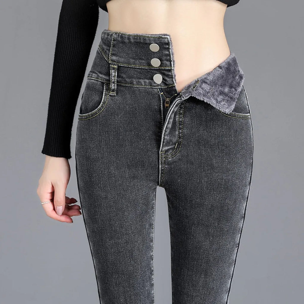 Thick Fleece High-waist Skinny Jeans - Bottoms - 6
