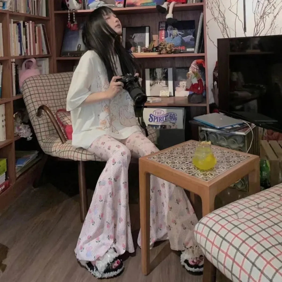 Y2K Floral Flare Pants with High Waist - Bottoms - Pants - 5