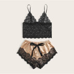 Floral Lace Bralette with Satin Shorts Set for Women - Women’s Clothing & Accessories - 3